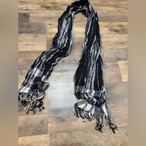 Chic Striped Black and Gray Scarf